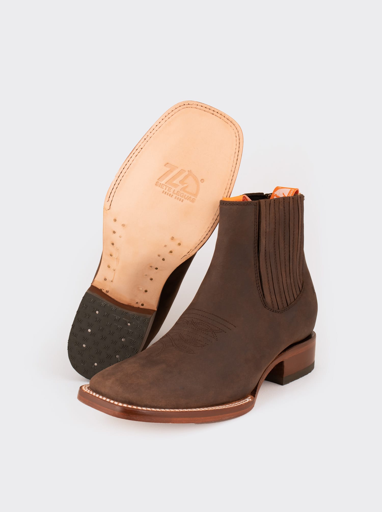 Men's Leather Rodeo Boot with Leather Sole Brown Crazy Color Style 3601