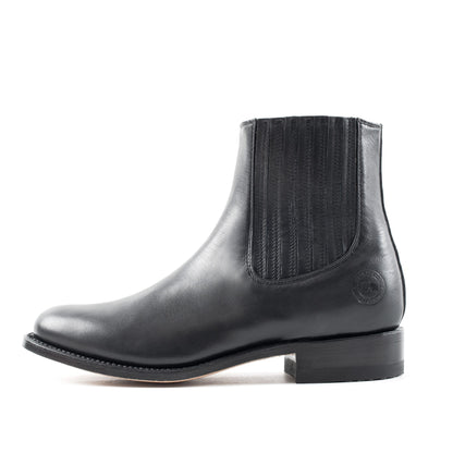 Charro Short Boot in Black Sheepskin Style 6000