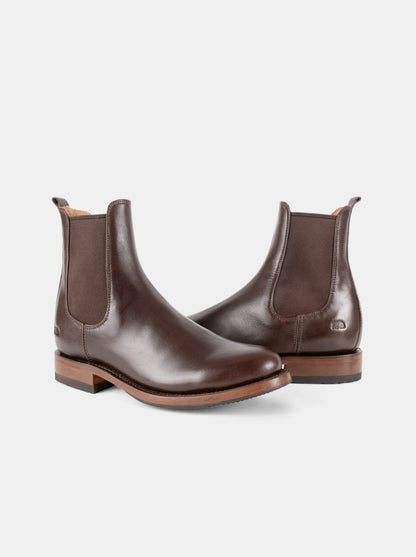 Men's Leather Chelsea Boot with Slip-Resistant Sole Brown Olmeca Style 6206