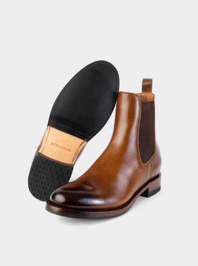 Men’s Leather Chelsea Boot with Slip-Resistant Sole Black Montana Style 6206
