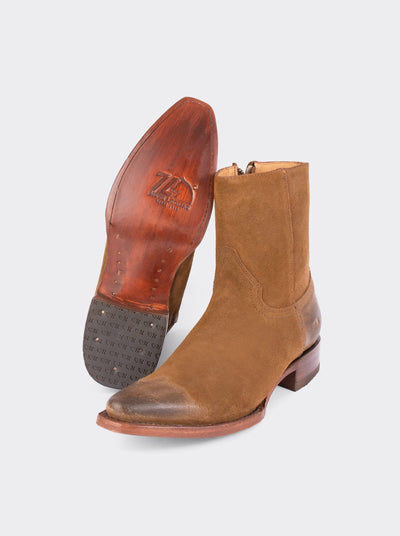 Cowboy Ankle Boot with Zipper Suede Ginger Style 6207