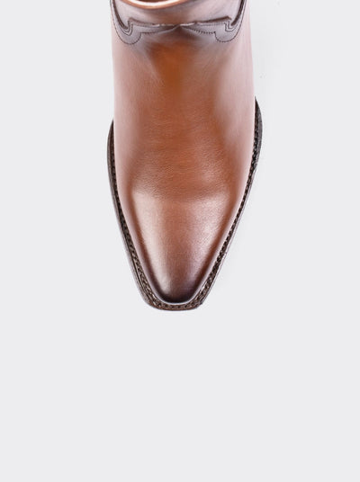 Men's Leather Cowboy Ankle Boot with Zipper Brown Nessy style 6207