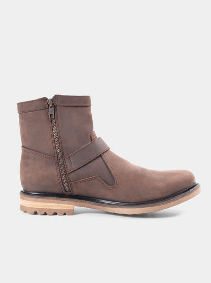 Botin Biker Siete Leguas Con Cierre Piel Crazy Café Est. 7004