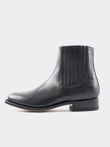 Charro Short Boot in Black Sheepskin Style 6000