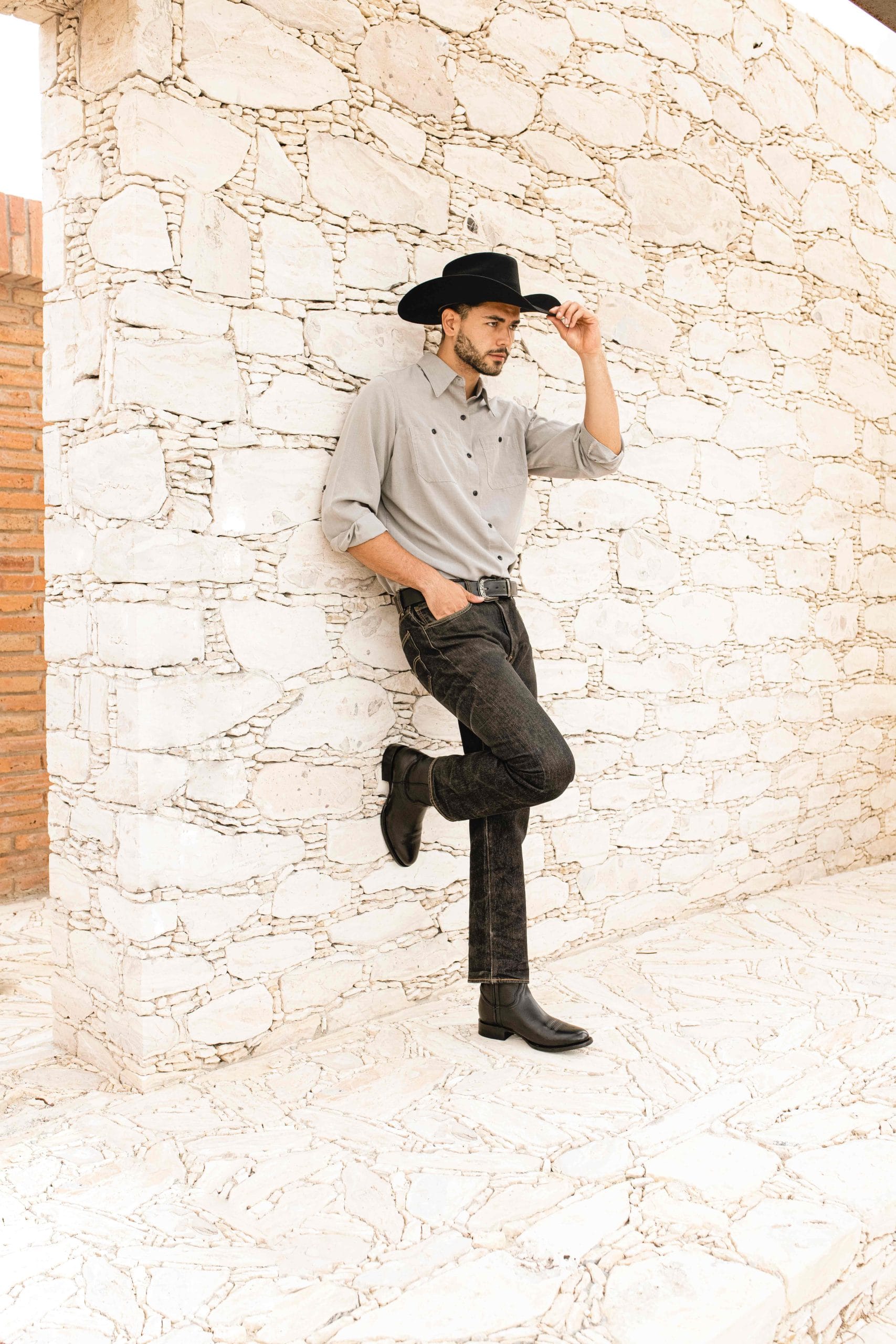 Men's Leather Cowboy Zip Ankle Boot Montana Black Color Style 11200