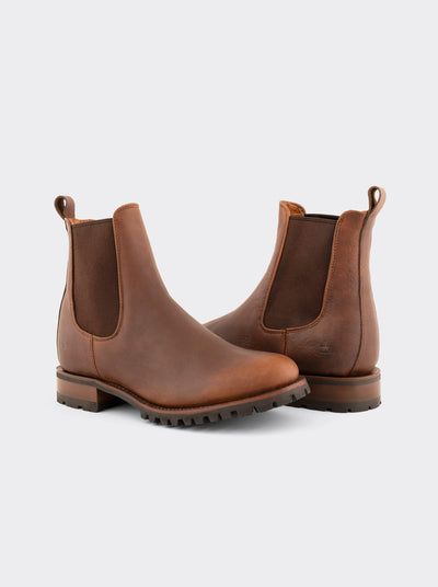 Men's Leather Chelsea Boot with Track Sole Ocher Bull Fight Sole Style 6206