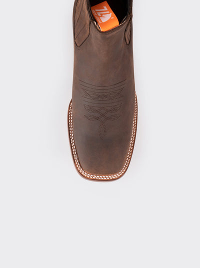 Men's Leather Rodeo Boot with Leather Sole Brown Crazy Color Style 3601