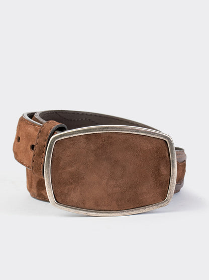 Cinturón Vaquero de Piel Borrego Nobuck Café Estilo 19