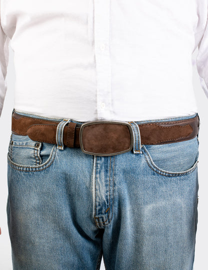 Cinturón Vaquero de Piel Borrego Nobuck Café Estilo 19