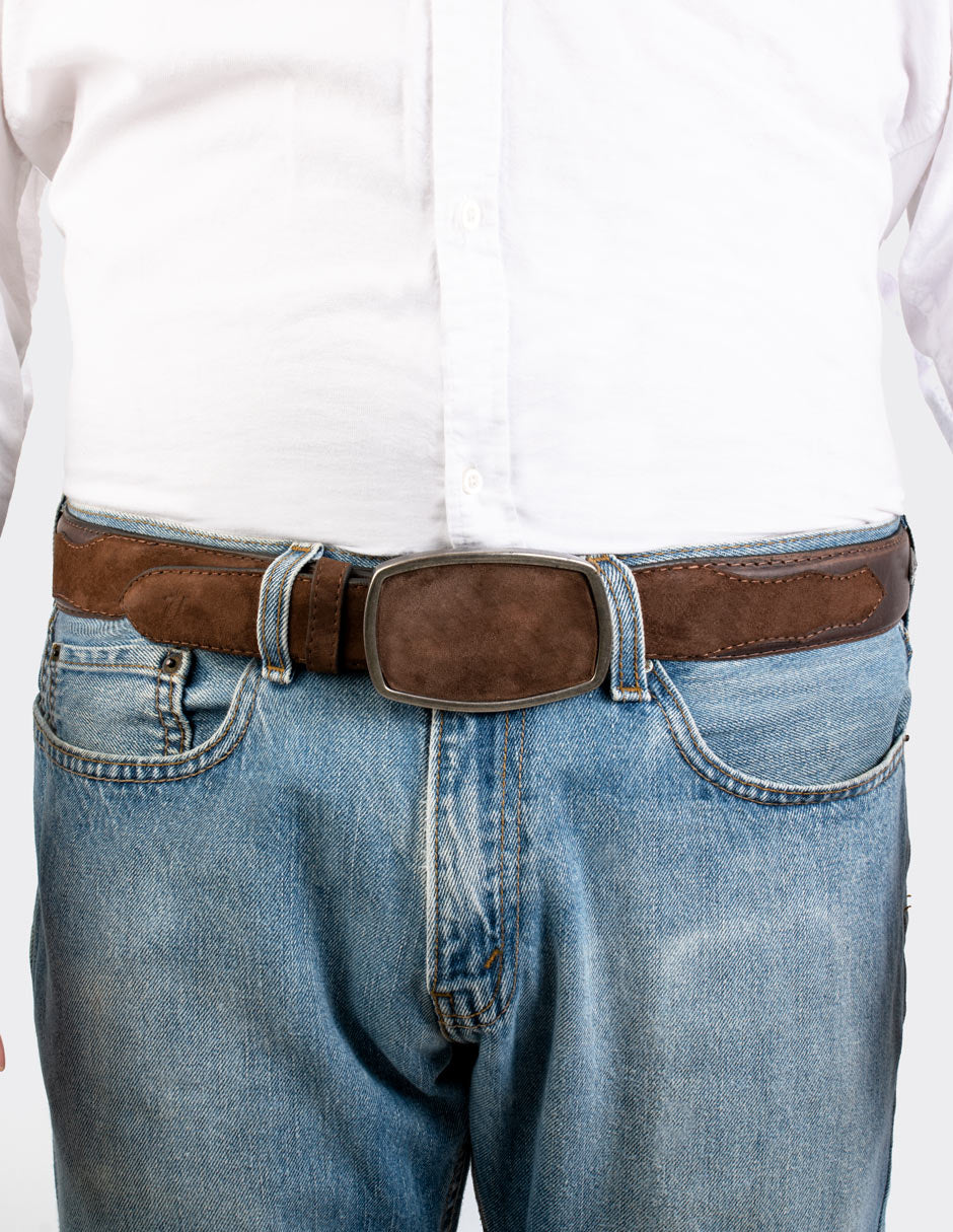 Cinturón Vaquero de Piel Borrego Nobuck Café Estilo 19