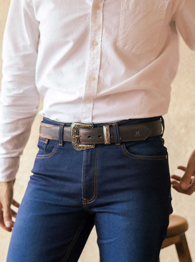 Cowboy Belt Leather Crazy Horse Brown  Style 15