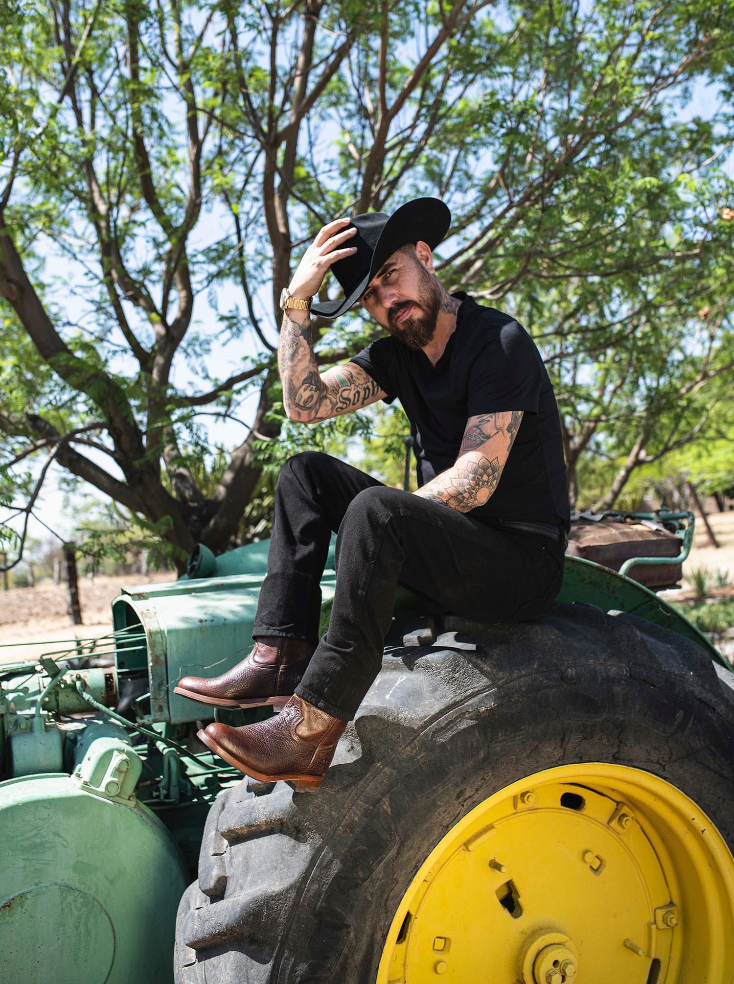 Bota Roper con Suela Doble Vida Antiderrapante Bisonte Americano Dark Brown Estilo 1000